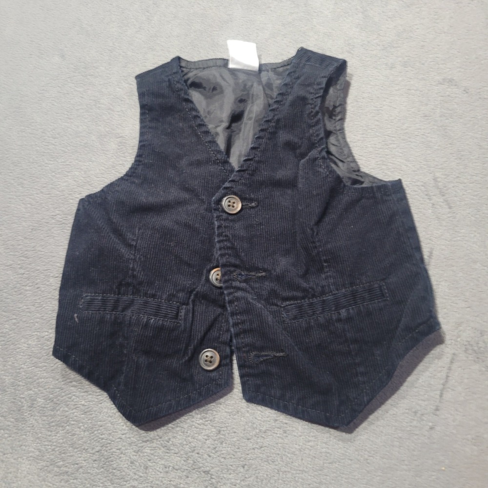 Gymboree Vest Boys 6-12 Months Navy Blue Corduroy Formal Holiday Dapper 1401466
